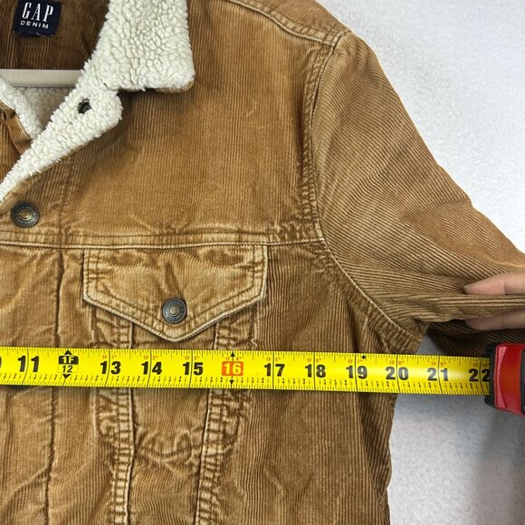 Vintage GAP Denim Corduroy Jacket Womens M Tan Trucker Sherpa Corduroy Y2K Retro - Picture 7 of 12